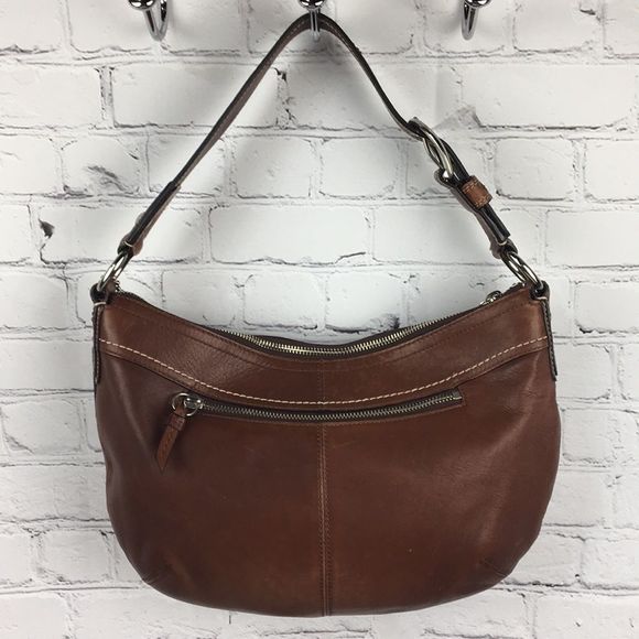 Vintage Coach SOHO Pleated Brown Leather Curved Shoulder Bag - Picture 4 of 14